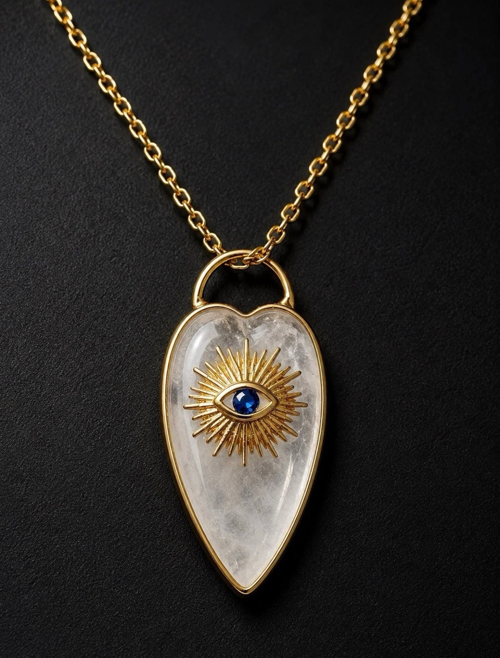 Evil Eye Clear Quartz Pendant Necklace