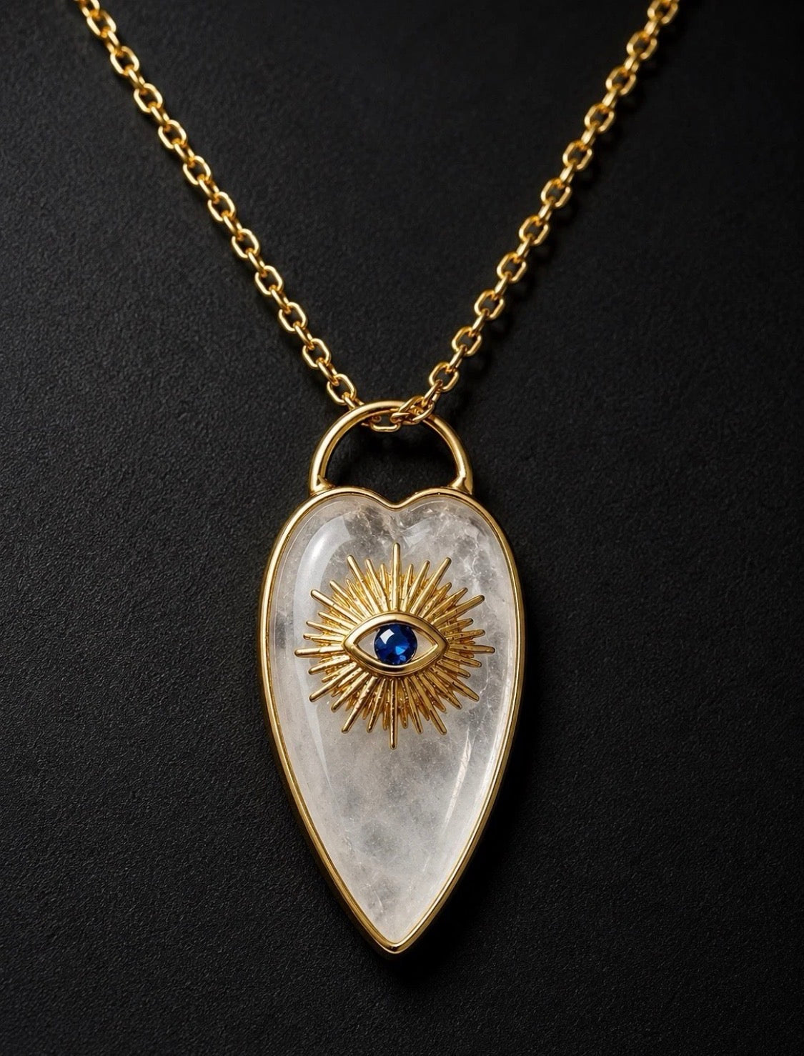 Evil Eye Clear Quartz Pendant Necklace