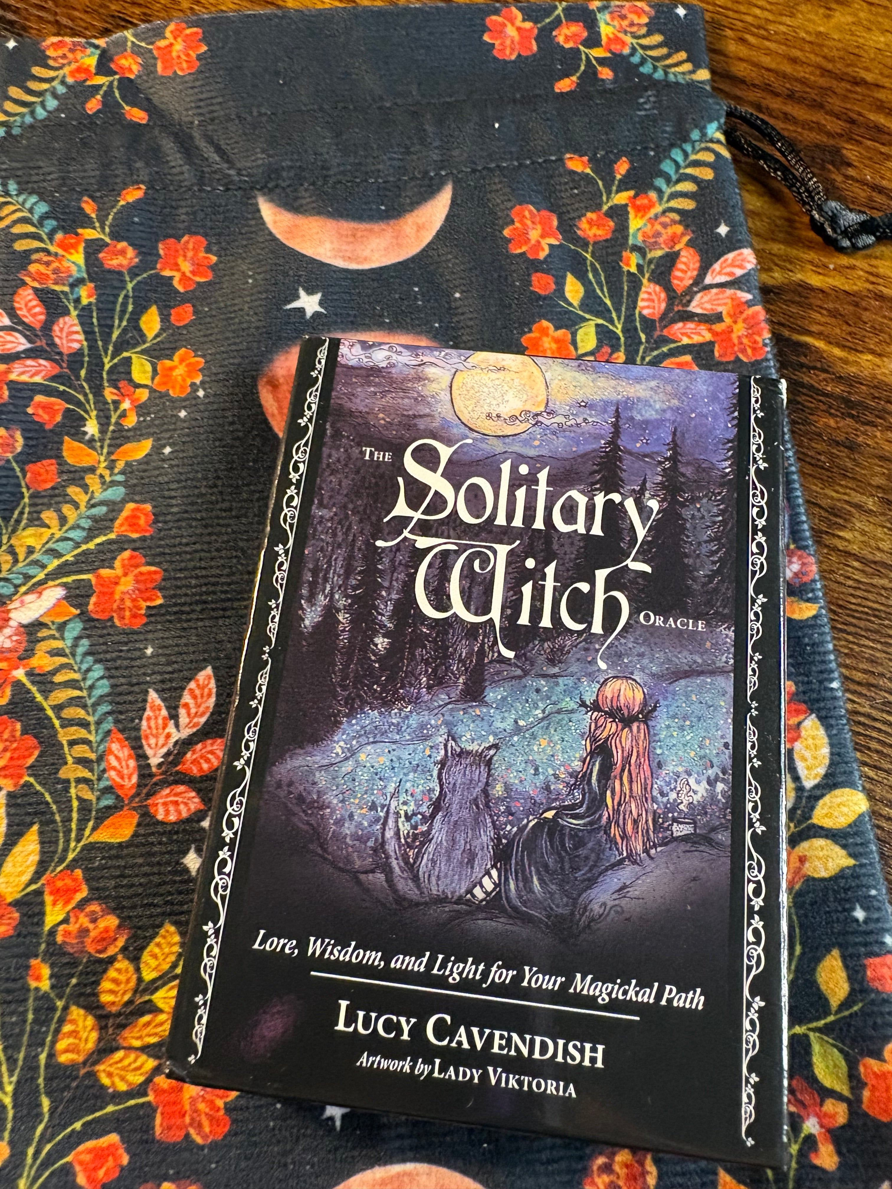 The Solitary Witch Oracle Deck – 45 Oracle Cards & Guidebook with Moon Phase Tarot Bag