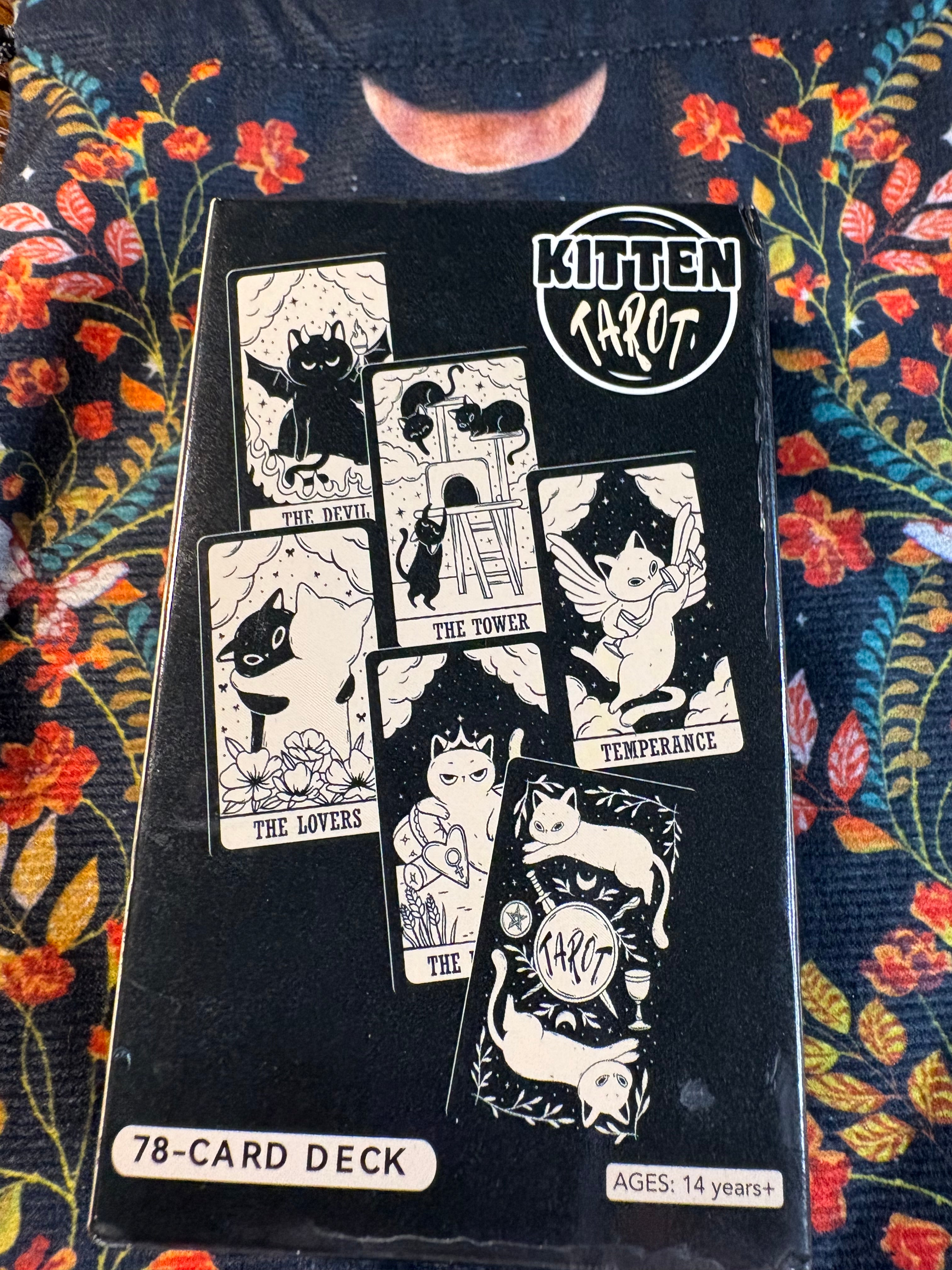 Tarot of Pagan Cats & Kitten Tarot Deck Bundle with Velvet Moon Phase Storage Bag