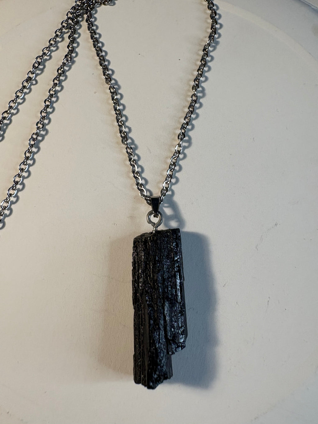 Raw Black Tourmaline Crystal Necklace – Natural Protection Stone Pendant