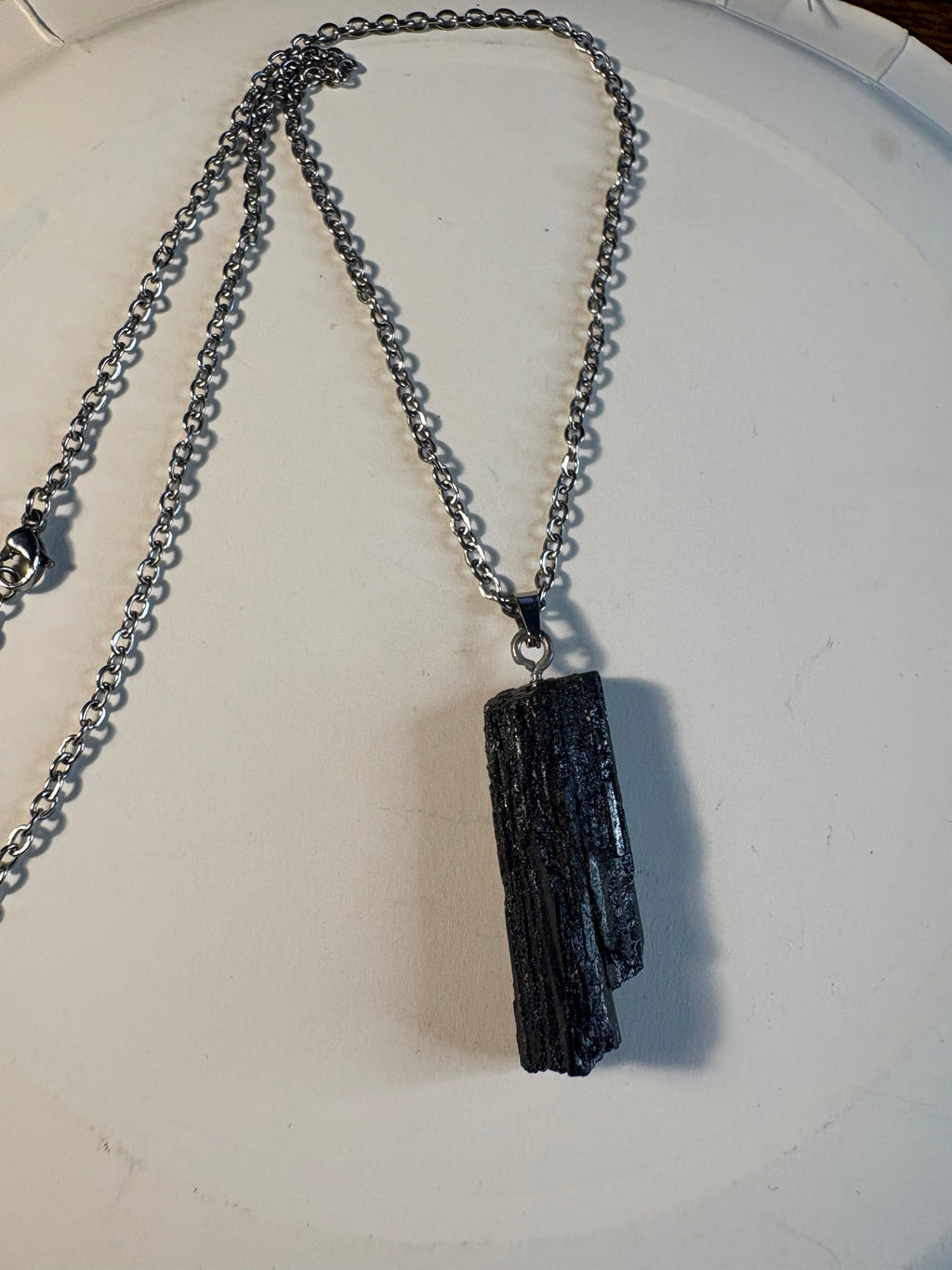 Raw Black Tourmaline Crystal Necklace – Natural Protection Stone Pendant