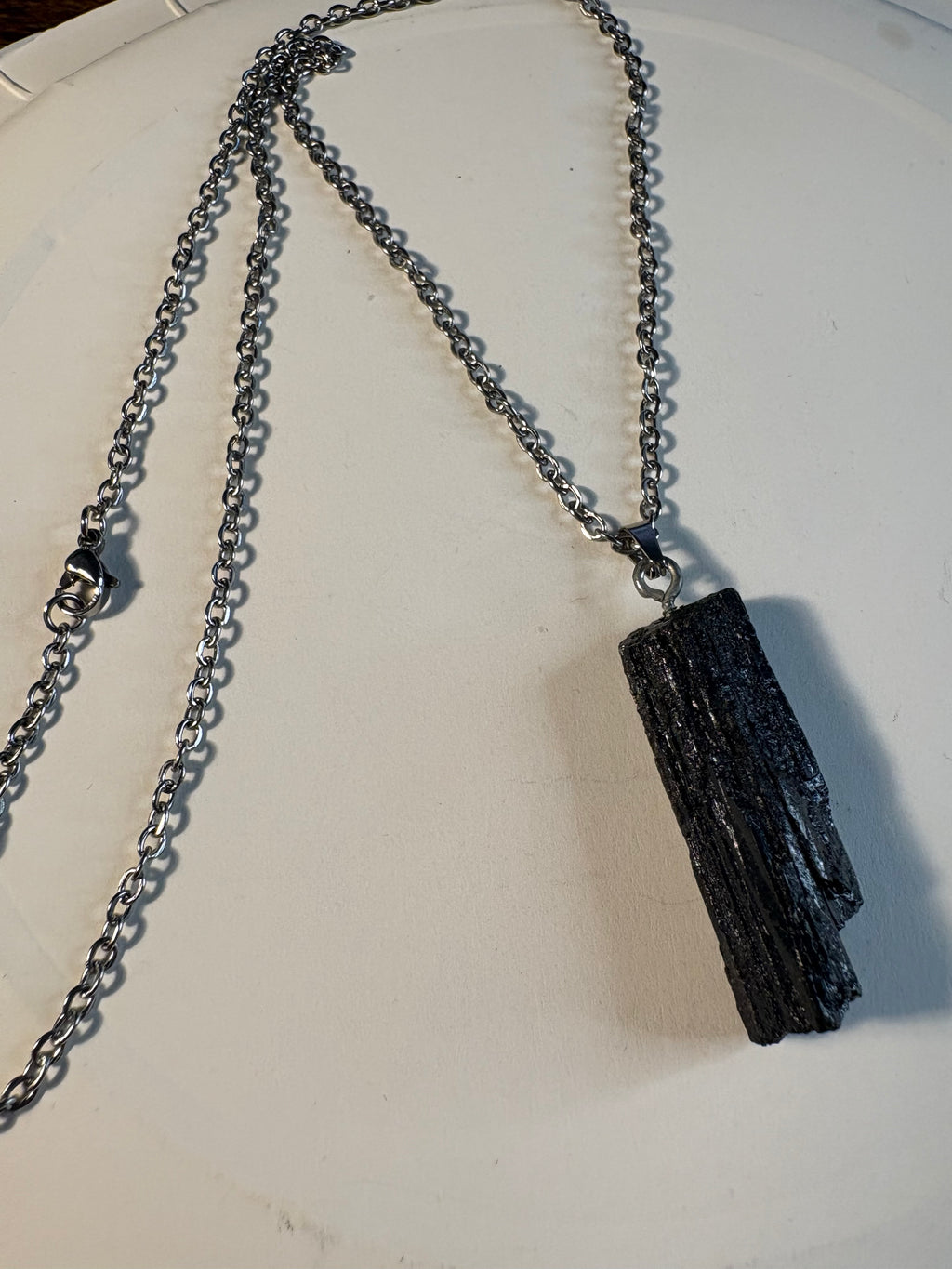 Raw Black Tourmaline Crystal Necklace – Natural Protection Stone Pendant