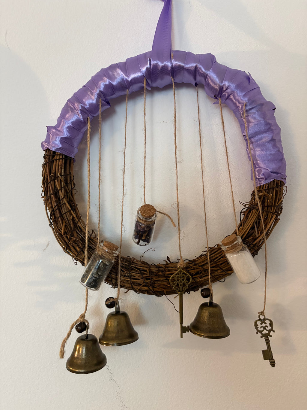 Witch Protection Wreath with Labradorite, Sea Salt & Borage