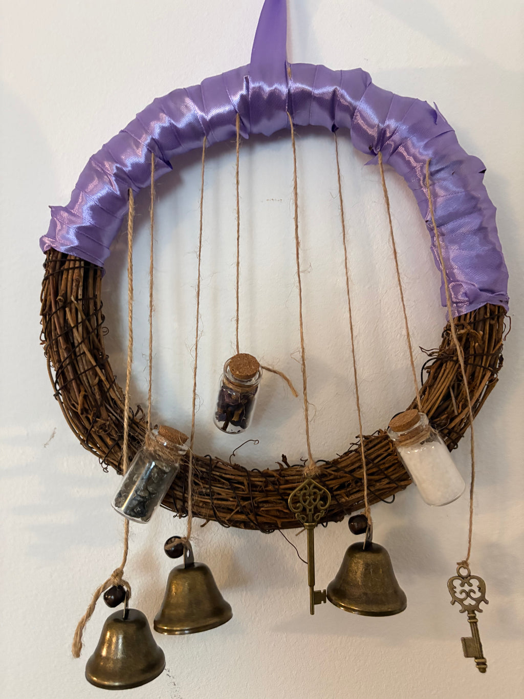 Witch Protection Wreath with Labradorite, Sea Salt & Borage