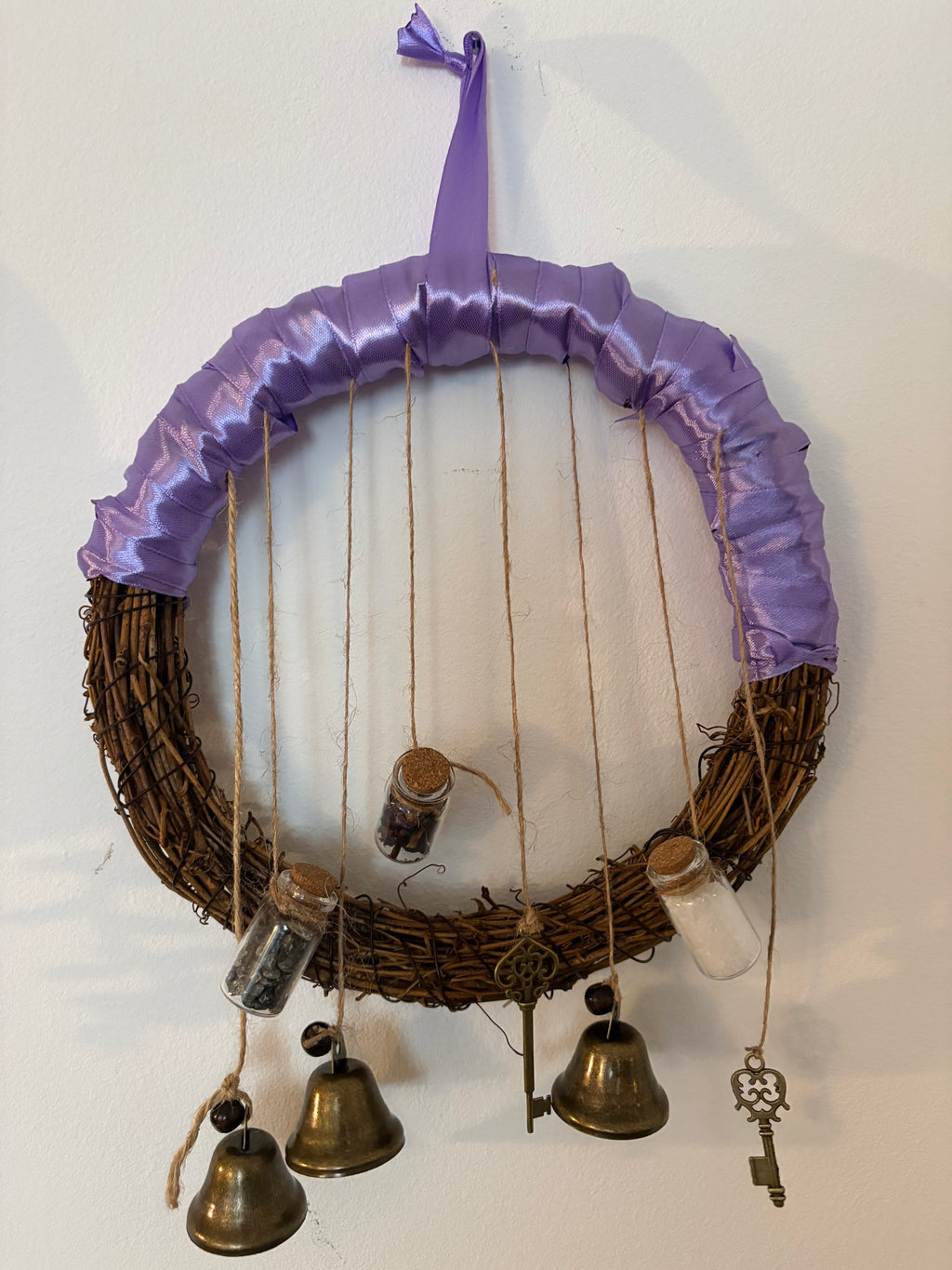 Witch Protection Wreath with Labradorite, Sea Salt & Borage