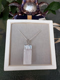 ✨ Selenite Crystal Necklace – Sterling Silver S925 Chain 65cm | Natural Selenite Pendant 3cm | Spiritual Protection & Cleansing