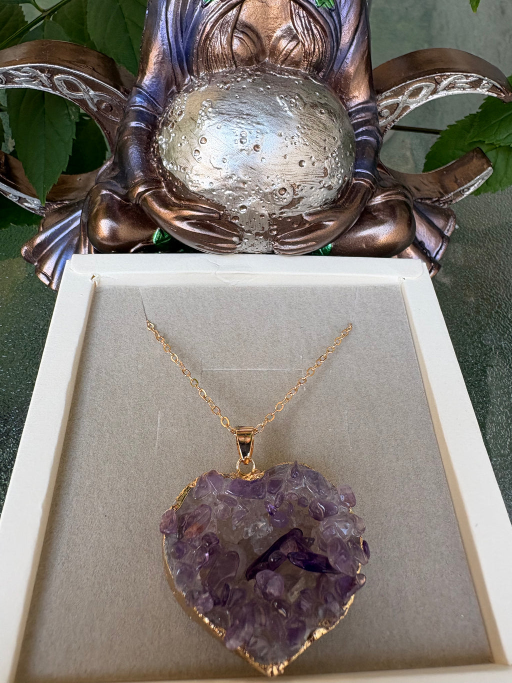 Raw Amethyst Necklace – Stainless Steel Chain 50cm | Natural Crystal Pendant 3–4cm