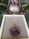 Raw Amethyst Necklace – Stainless Steel Chain 50cm | Natural Crystal Pendant 3–4cm