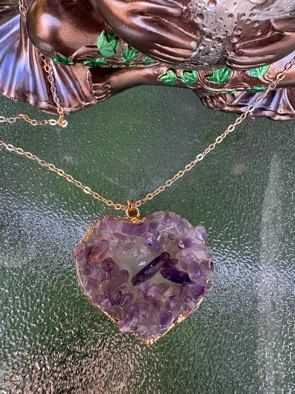 Raw Amethyst Necklace – Stainless Steel Chain 50cm | Natural Crystal Pendant 3–4cm