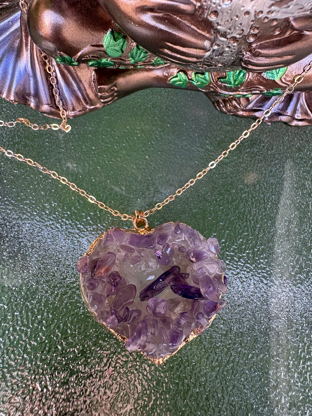 Raw Amethyst Necklace – Stainless Steel Chain 50cm | Natural Crystal Pendant 3–4cm