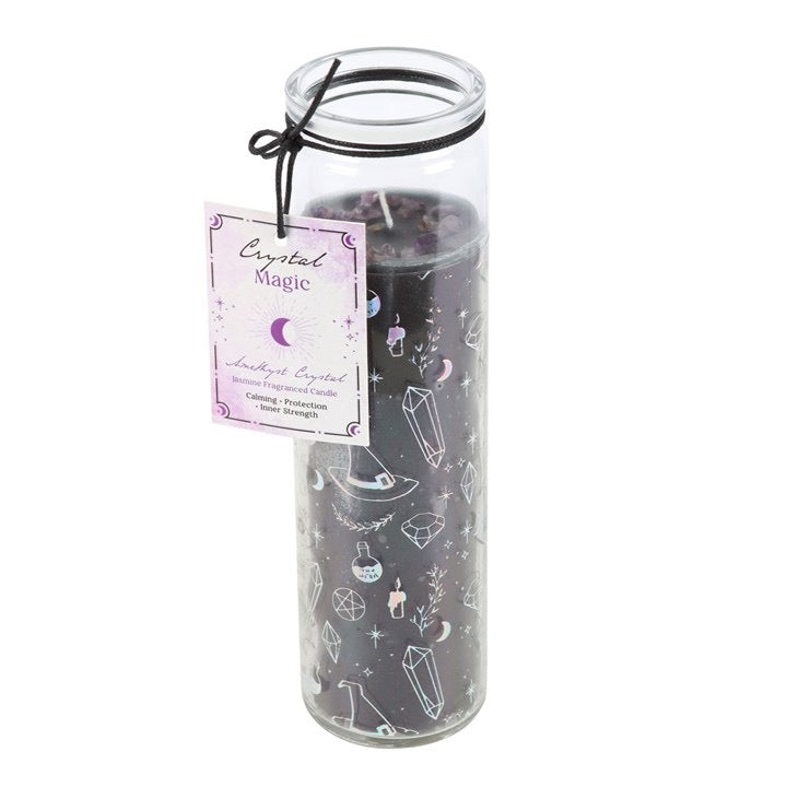 Crystal Magic Amethyst Candle – Jasmine Scented Crystal Candle in Glass Jar
