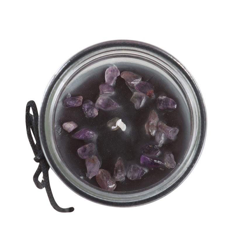 Crystal Magic Amethyst Candle – Jasmine Scented Crystal Candle in Glass Jar