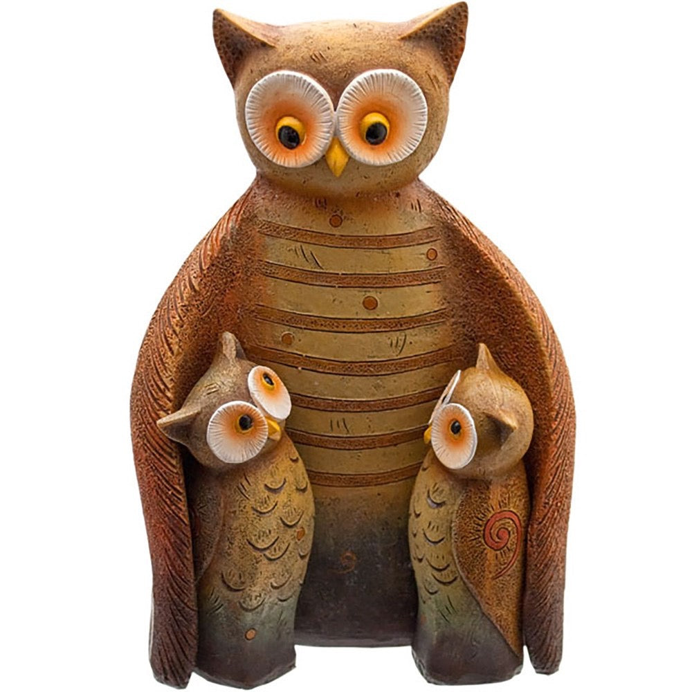Owl Family Resin Ornament – Mother & Baby Owls Home Decor