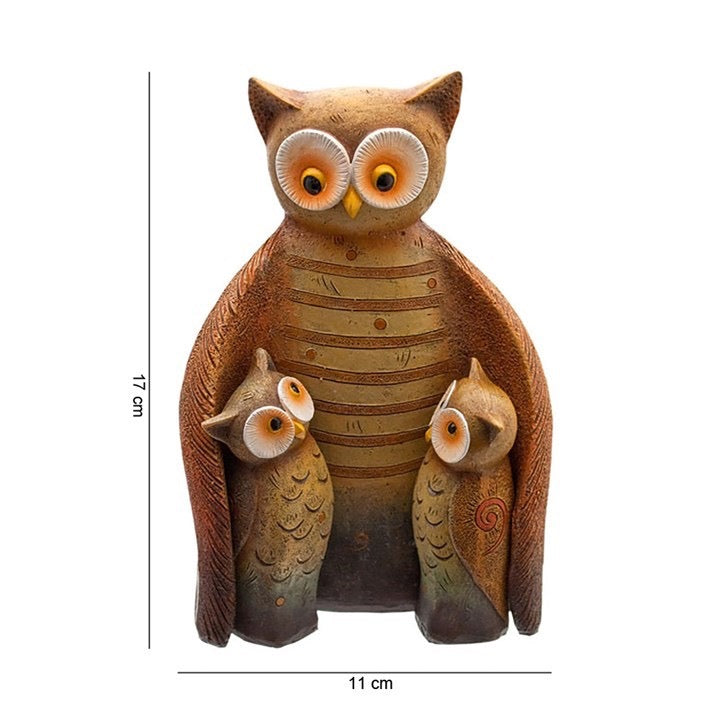 Owl Family Resin Ornament – Mother & Baby Owls Home Decor