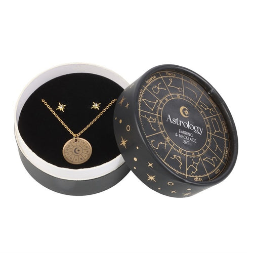 Astrology Necklace & Earrings Gift Set – Zodiac Jewellery Set in Presentation Tin