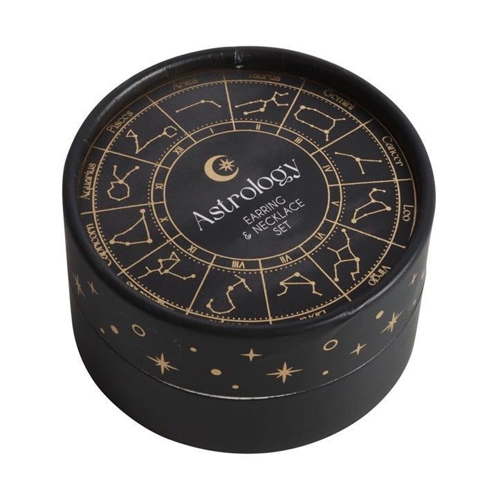 Astrology Necklace & Earrings Gift Set – Zodiac Jewellery Set in Presentation Tin