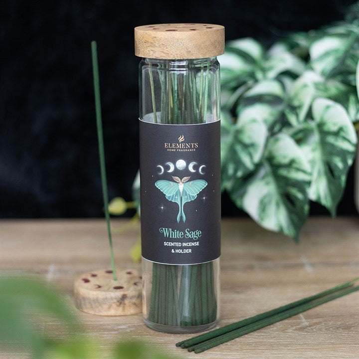 Elements White Sage Incense Sticks & Wooden Holder Gift Set
