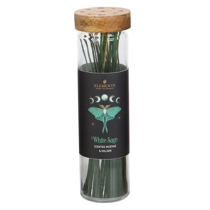Elements White Sage Incense Sticks & Wooden Holder Gift Set