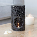 Black Crackle Glass Oil Burner & Wax Melt Burner