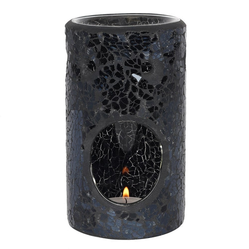 Black Crackle Glass Oil Burner & Wax Melt Burner
