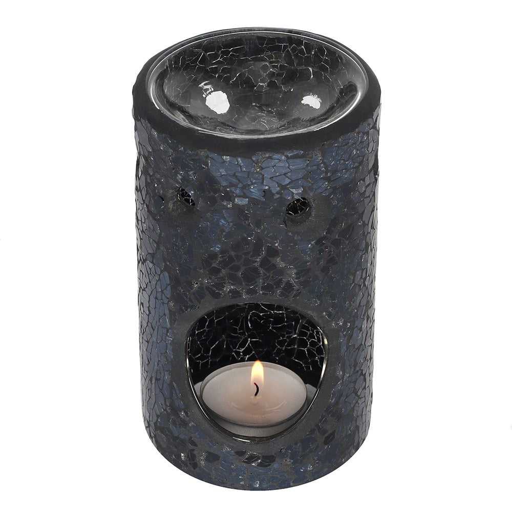 Black Crackle Glass Oil Burner & Wax Melt Burner