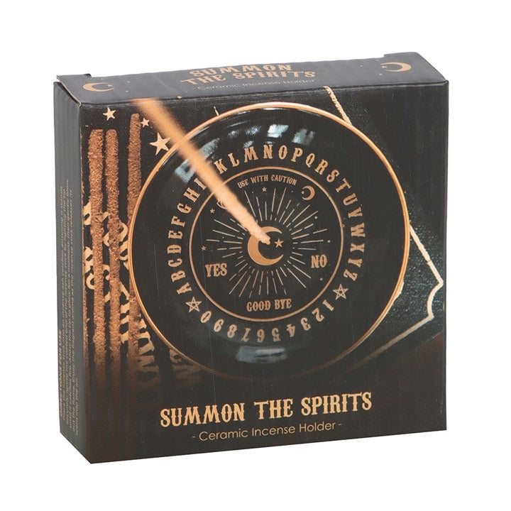 Spirit Board Incense Holder Dish – Black Ceramic Ouija Style Ash Catcher