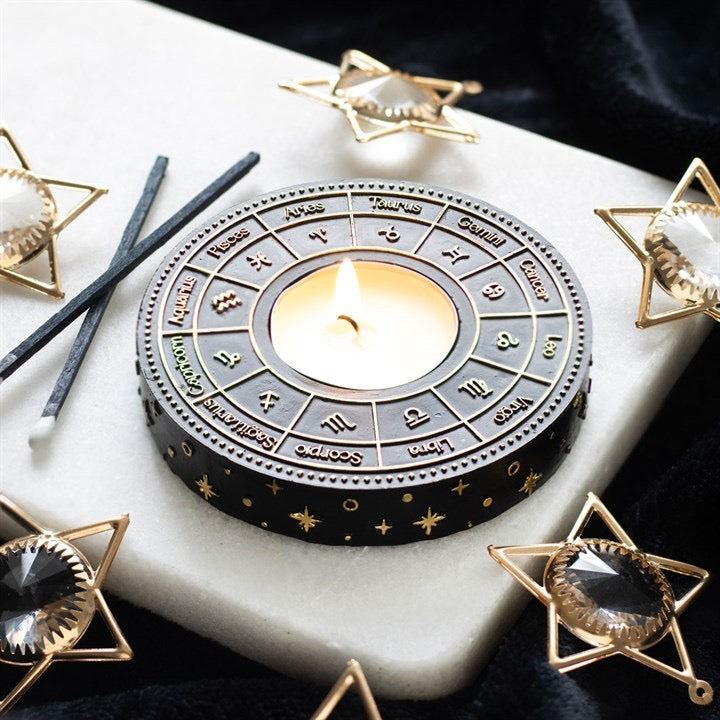 Zodiac Trinket Dish – Black Ceramic Astrology Jewellery & Crystal Holder