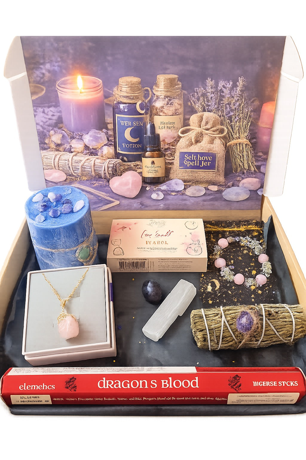 Witchy Self-Care Ritual Gift Box | Crystal Candle • Love Spell • Crystals