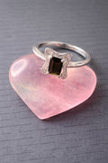 Green Tourmaline Silver Plated Ring with Fluorite Heart Crystal