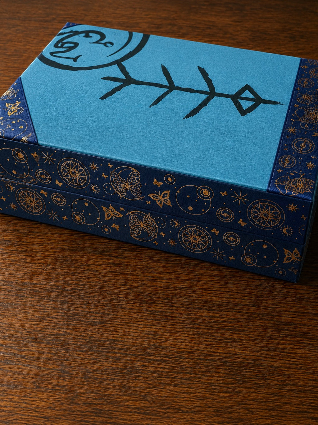 Handmade A4 Wooden Keepsake Box with Hand-Painted Protection Symbols | Spiritual Storage Box | One of a Kind