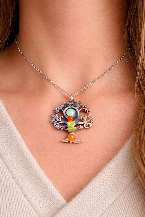 Chakra Balance Necklace & Crystal Candle Set