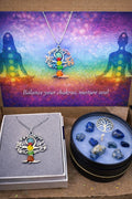 Chakra Balance Necklace & Crystal Candle Set