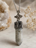 Labradorite Crystal Point Pendant Necklace – Sacred Geometry Gemstone Necklace