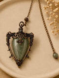 Labradorite Gothic Pendulum  – Antique Bronze Divination Pendant