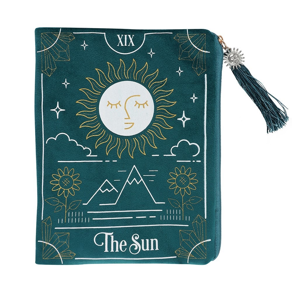 The Sun Tarot Zipper Pouch – Mystical Velvet Tarot & Crystal Bag
