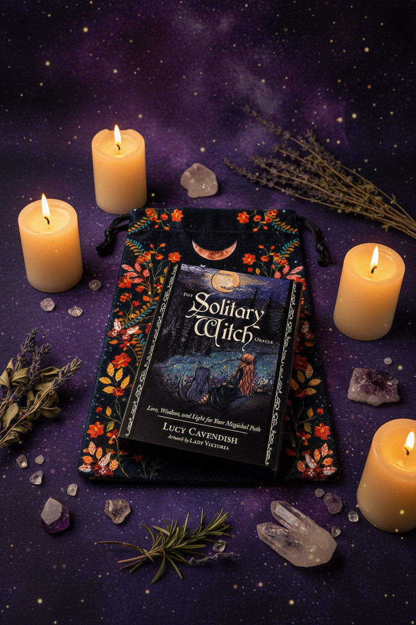 The Solitary Witch Oracle Deck – 45 Oracle Cards & Guidebook with Moon Phase Tarot Bag