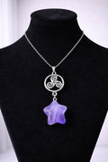 Amethyst Star Necklace with Triskelion Pendant