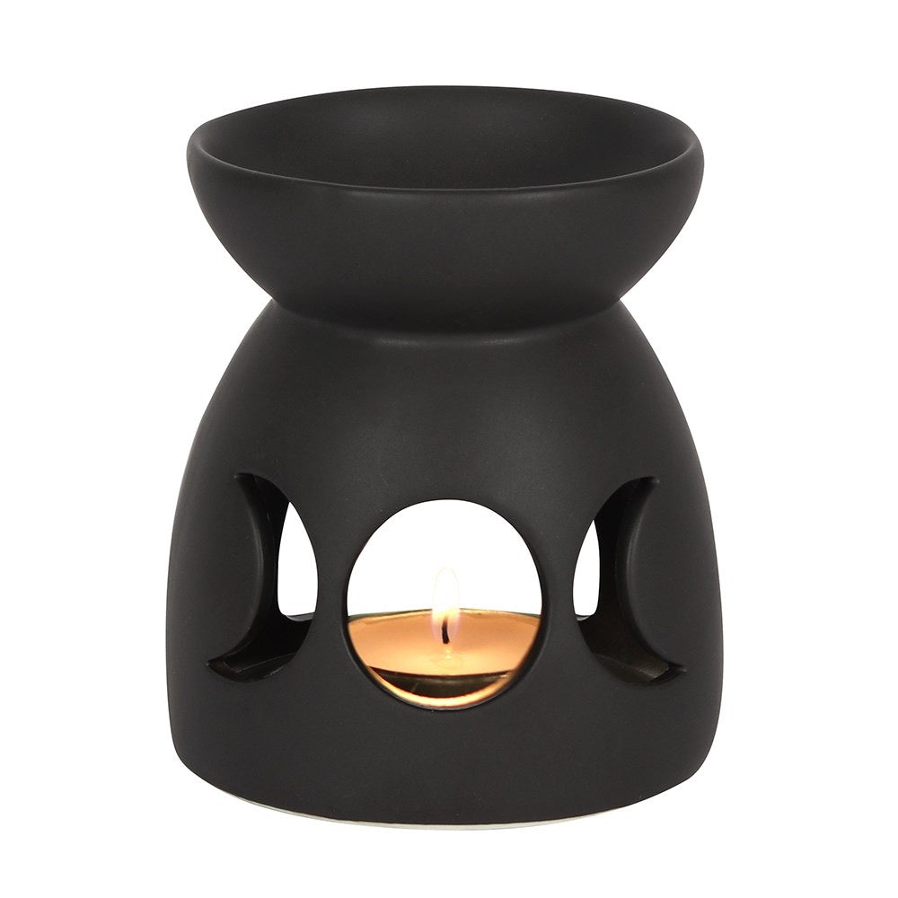 Triple Moon Oil Burner – Black Ceramic Wax Melt & Essential Oil Burner
